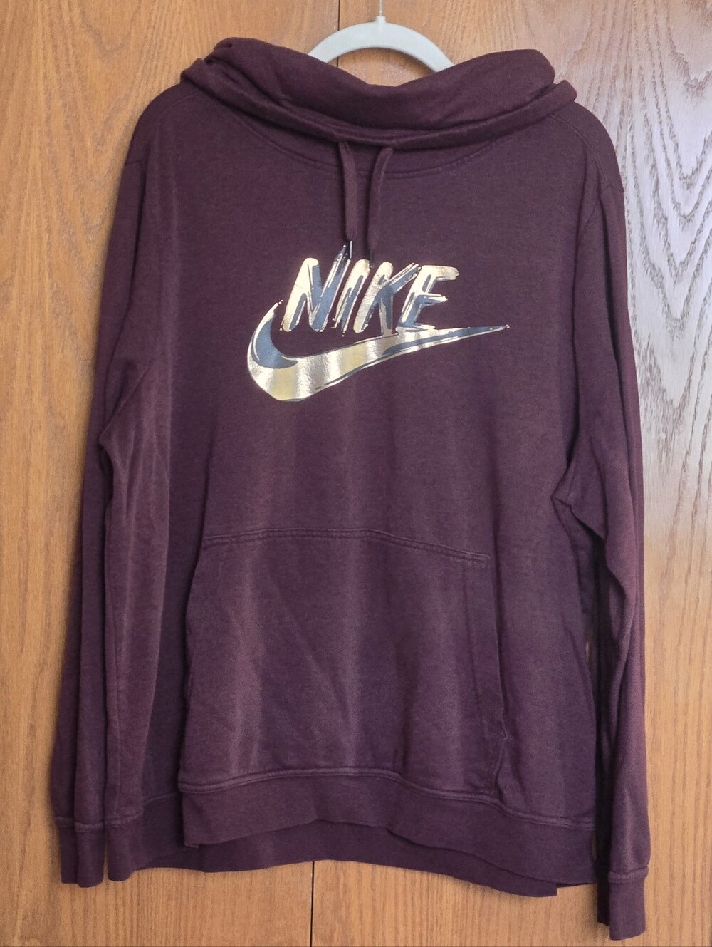 Nike Women's Maroon Hoodie with Gold Logo